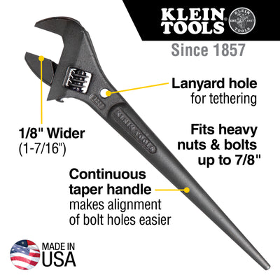 Klein 3227 - 10'' Mini Adjustable Spud Wrench. Made in U.S.A. ( Size-Small)