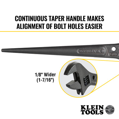 Klein 3227 - 10'' Mini Adjustable Spud Wrench. Made in U.S.A. ( Size-Small)