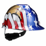 MSA&nbsp;10052947 V-GARD HARD HAT CAP W/ FAS TRACK SUSPENSION AND AMERICAN FLAG WITH 2 EAGLES