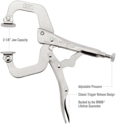 VISE GRIP #6SP Locking C-Clamps with Swivel Pads: Size 6"