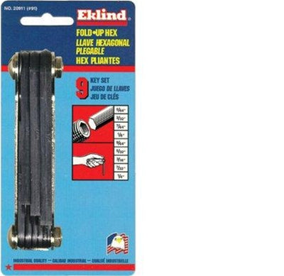 EKLIND 20911 FOLD UP HEX KEY SET-INCH, 5/64" UP TO 1/4" ( Medium) MADE IN USA