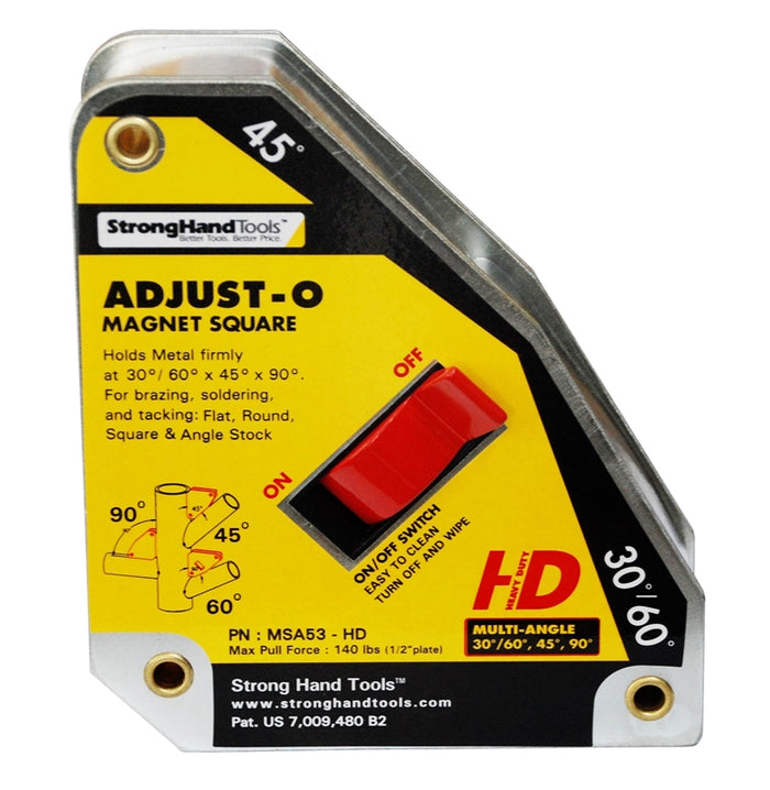 STRONG HAND MSA53 - HD HEAVY DUTY Adjust-O™ Magnet Squares at Multi-Angles: 30° 45°, 60° 90° . .CAPACITY 140 LBS. ( 65 kg)